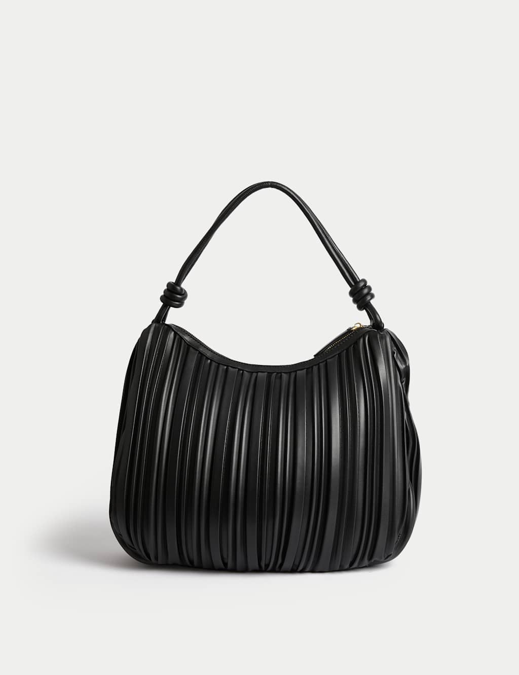 Faux Leather Pleated Top Handle Shoulder Bag 4 of 5