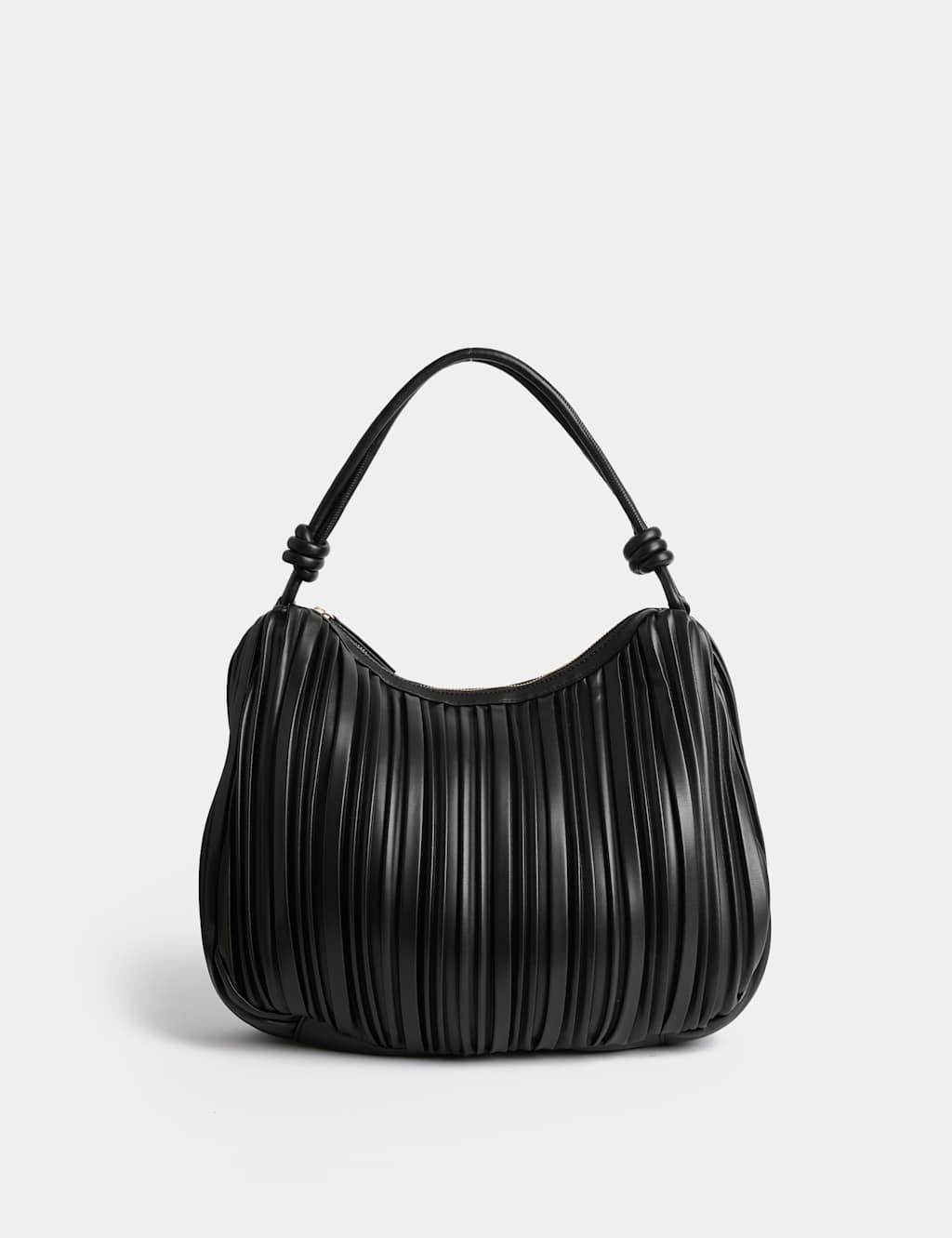 Faux Leather Pleated Top Handle Shoulder Bag 2 of 5