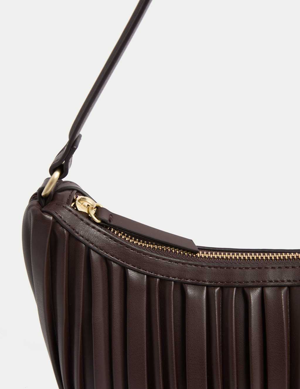 Faux Leather Pleated Shoulder Bag 3 of 5