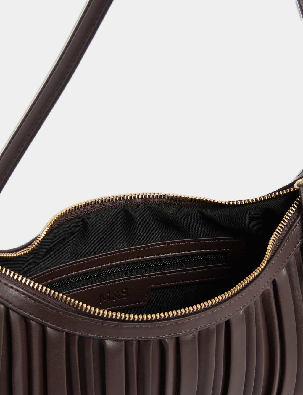 Faux Leather Pleated Shoulder Bag 5 of 5