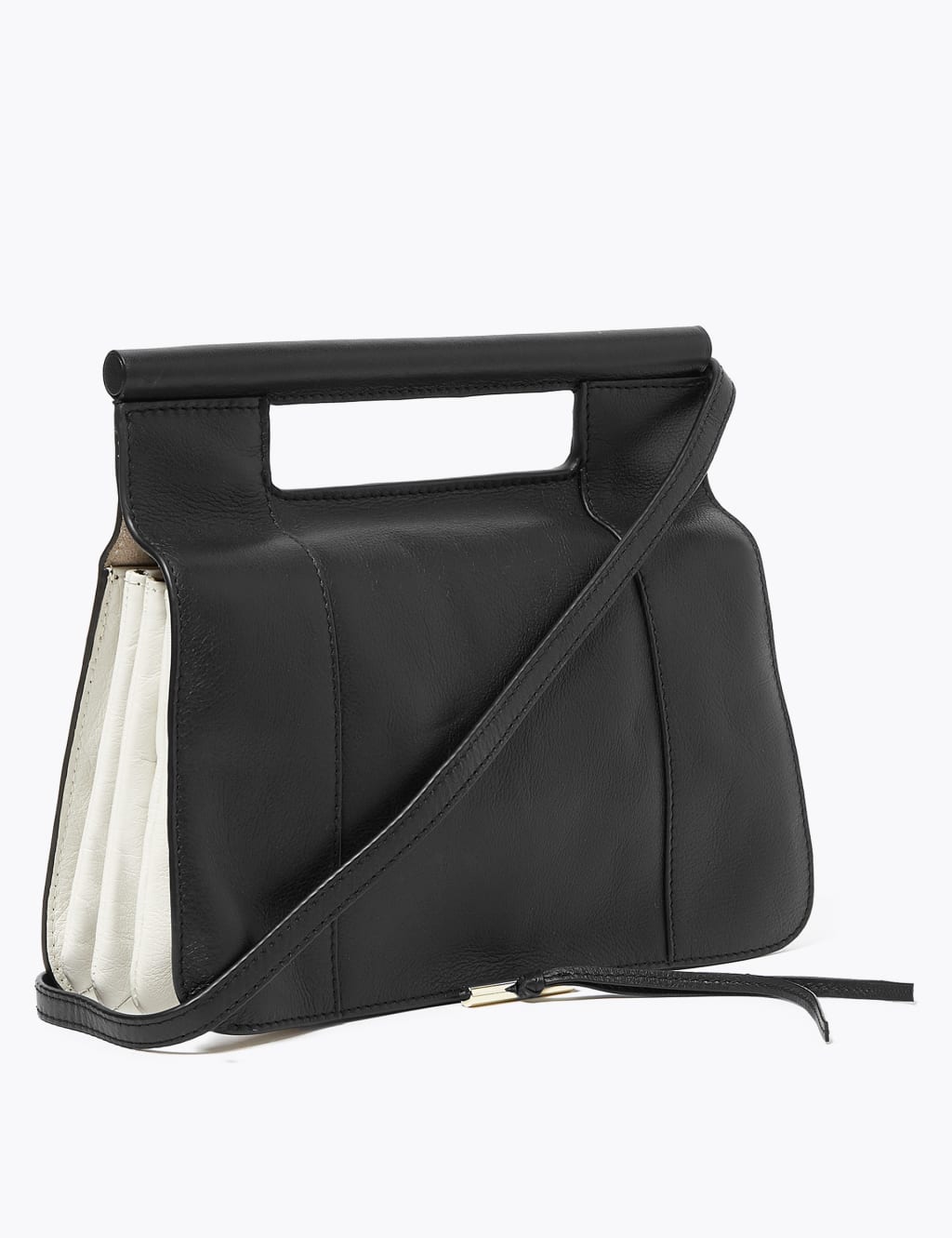 Leather 3 Part Construction Cross Body Bag M S Collection M S
