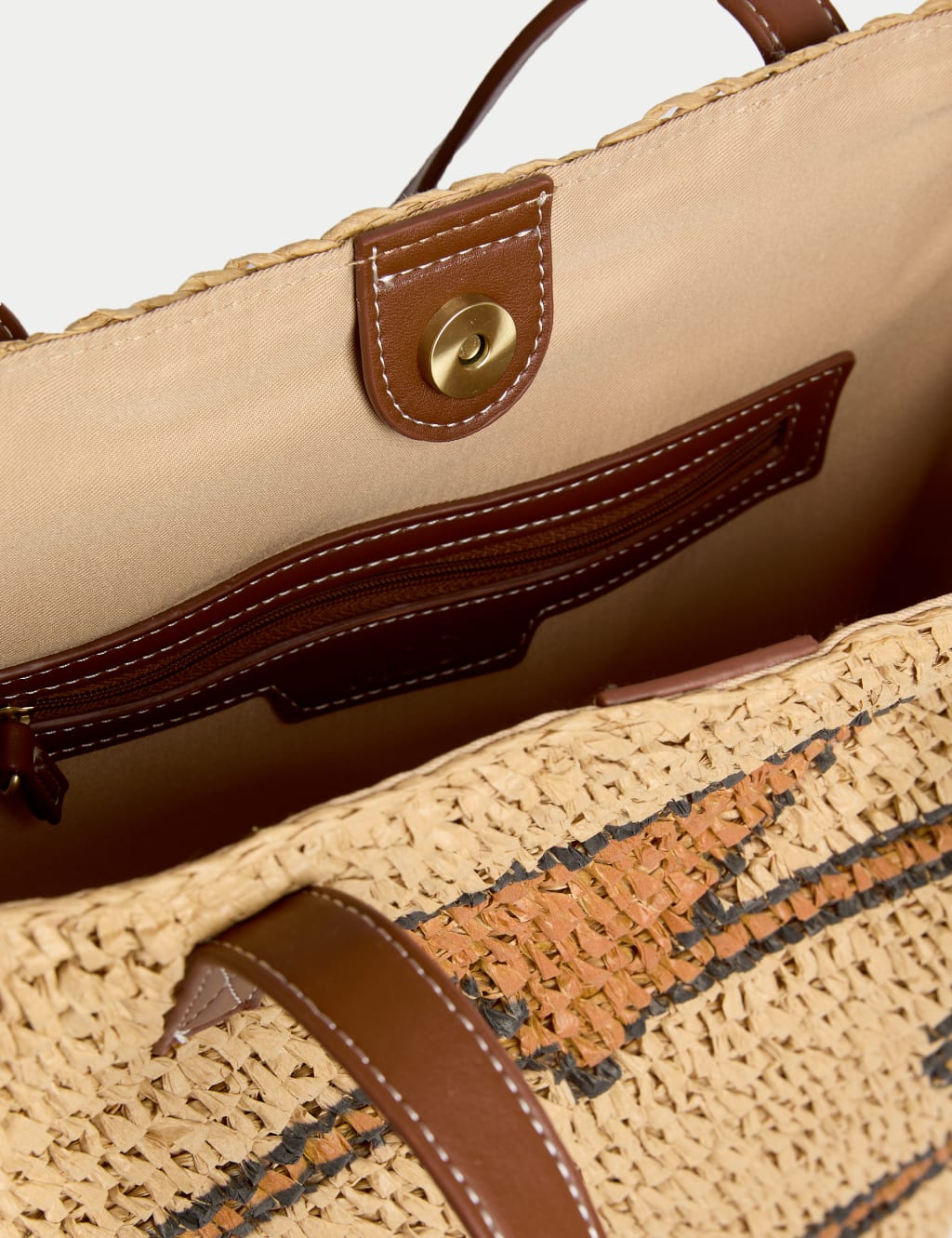 Striped Straw Tote Bag 4 of 4