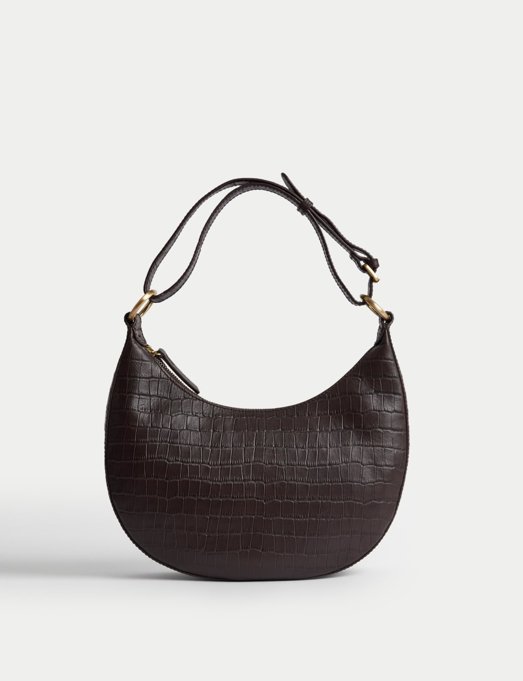 Leather Croc Effect Shoulder Bag M S Collection M S