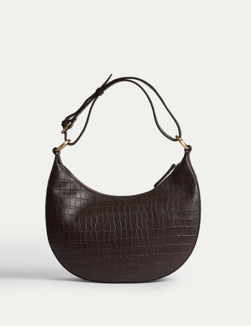 Leather Croc Effect Shoulder Bag M S Collection M S