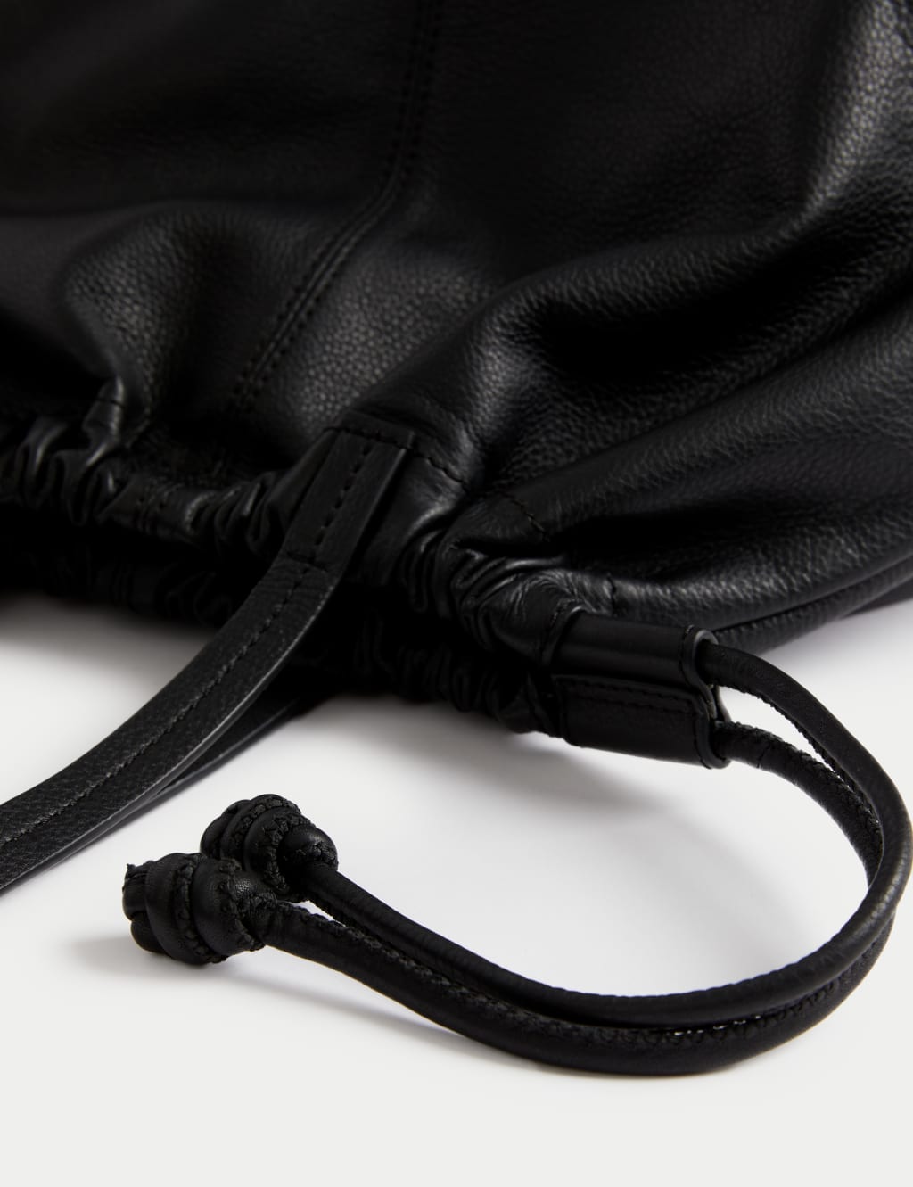 Leather Drawstring Tote Bag