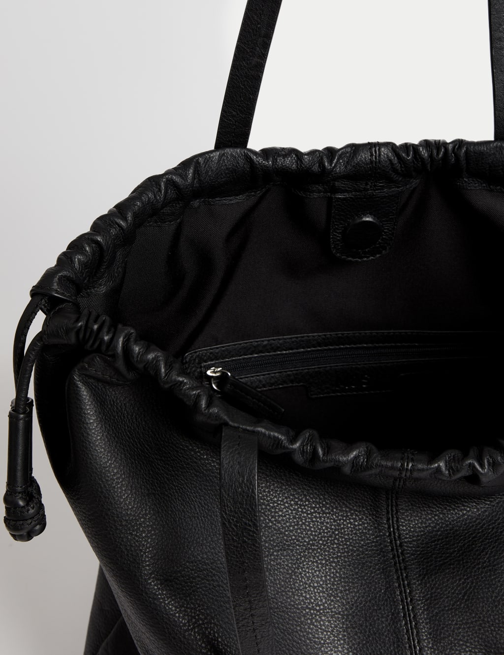 Black leather drawstring bag hotsell