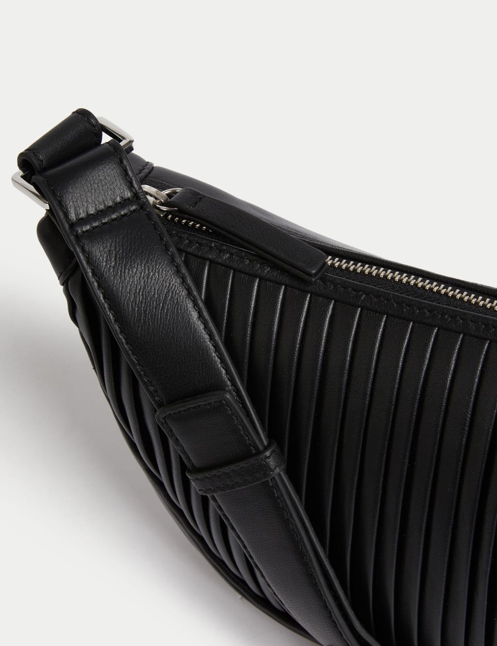 Leather Pleated Sling Cross Body Bag