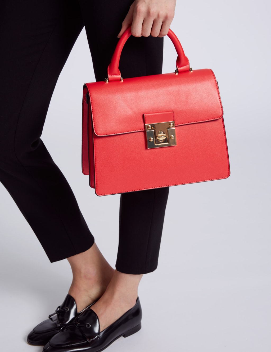 Faux Leather Top Handle Tote Bag M S Collection M S