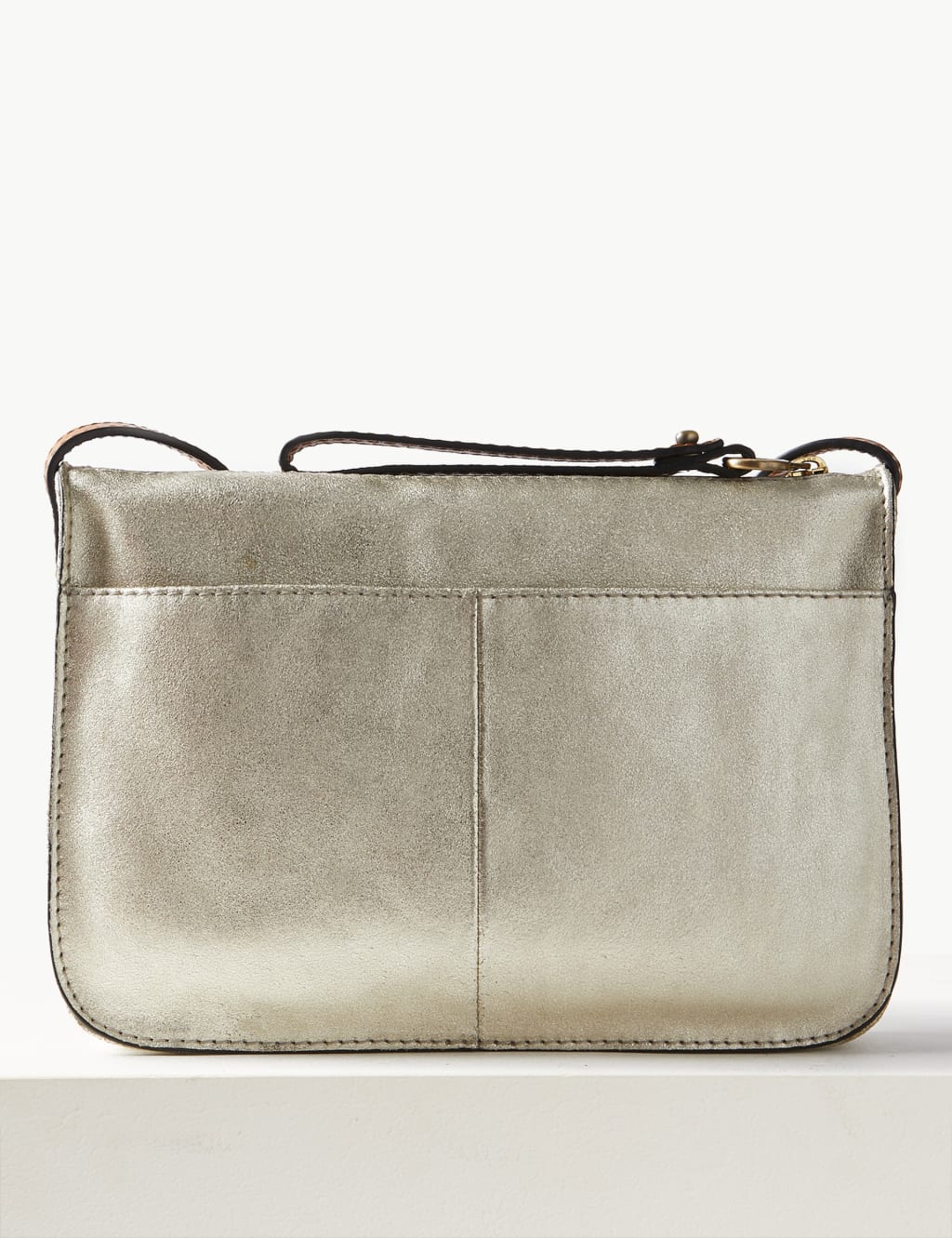 Leather Metallic Cross Body Bag M S Collection M S