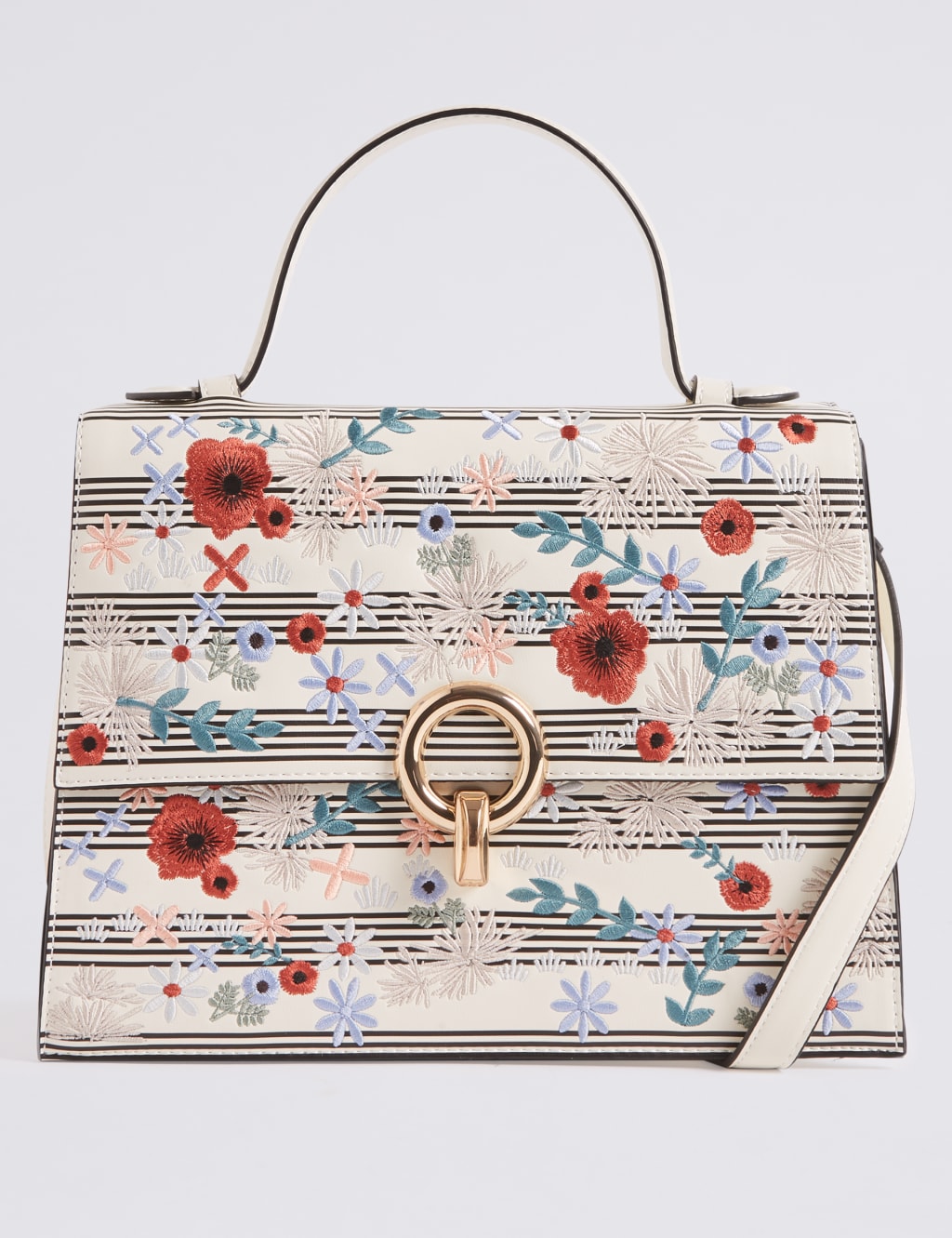 Faux Leather Embroidered Tote Bag 2 of 5