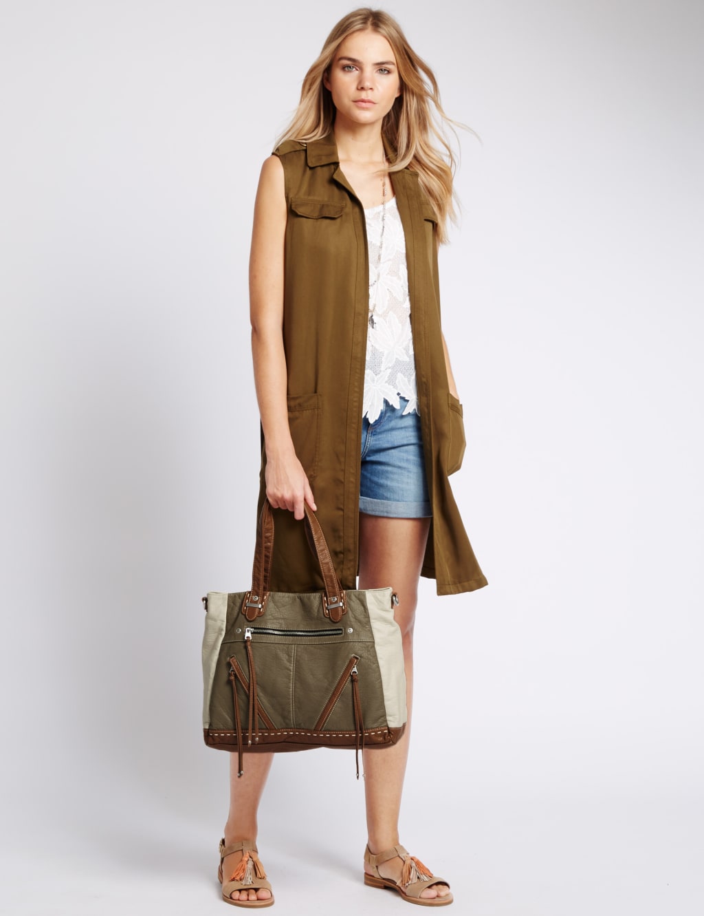 Faux Leather Slouch Tote Bag 1 of 5