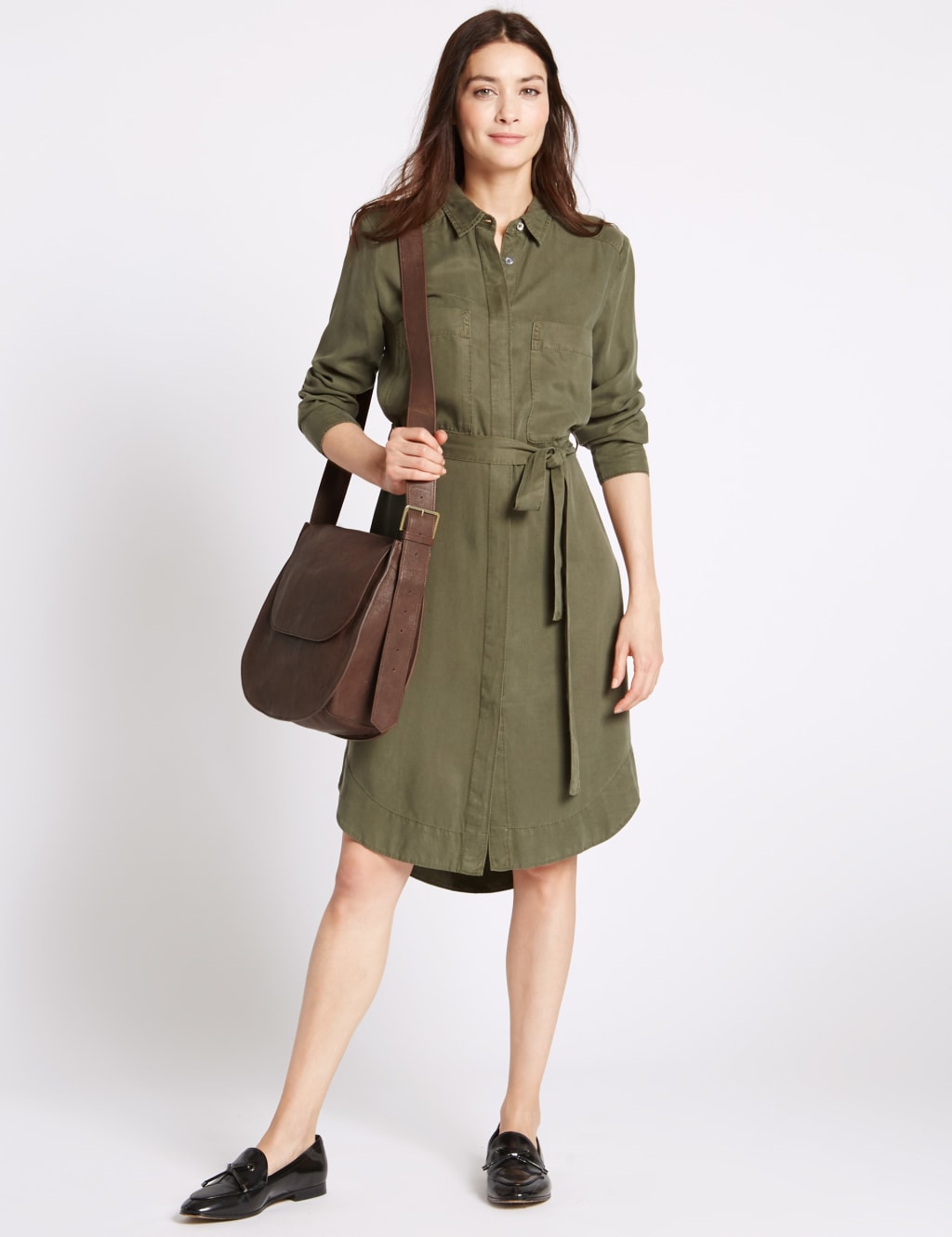 Pure Leather Clean Saddle Shoulder Bag M S Collection M S
