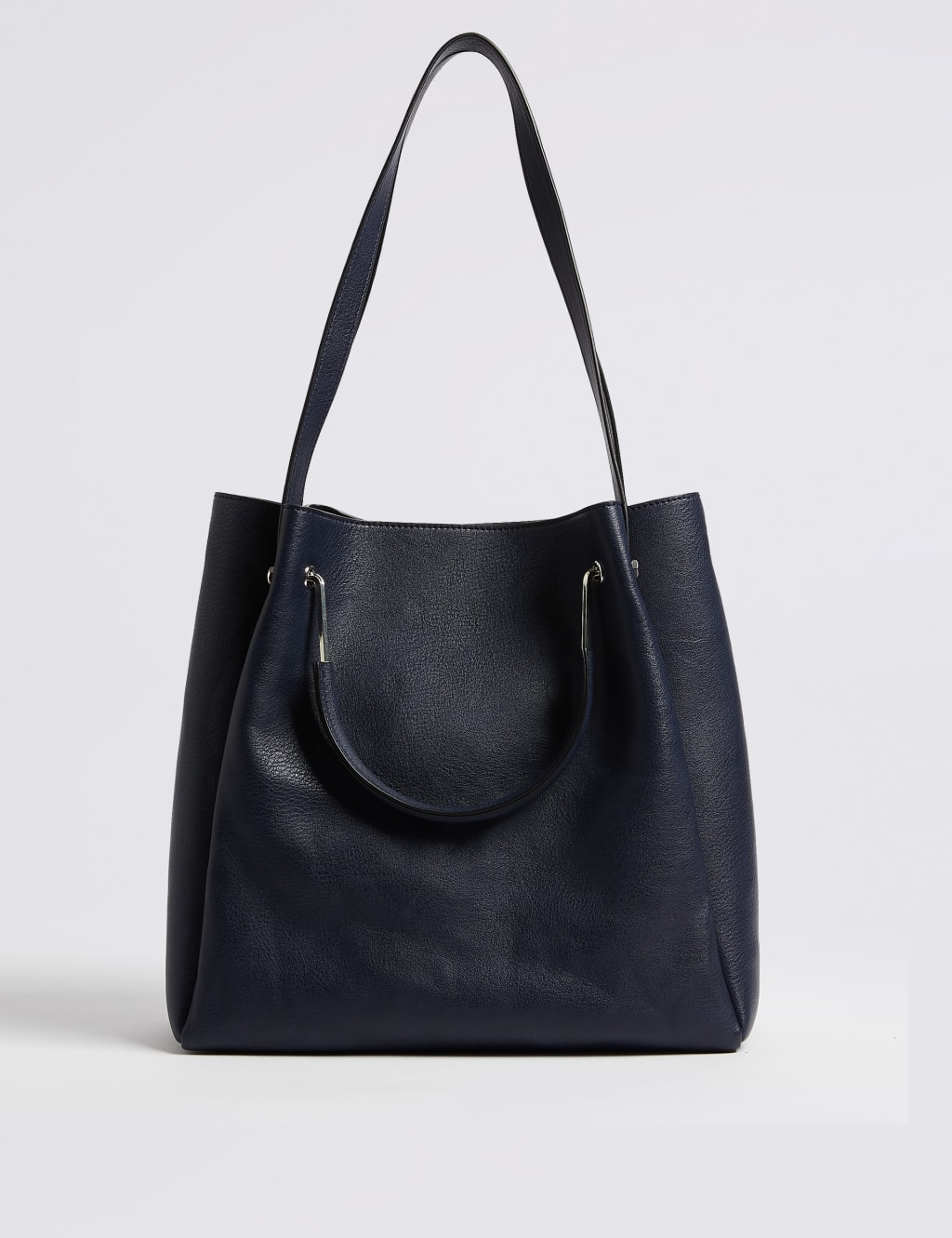Faux Leather Double Handle Shoulder Bag M S Collection M S