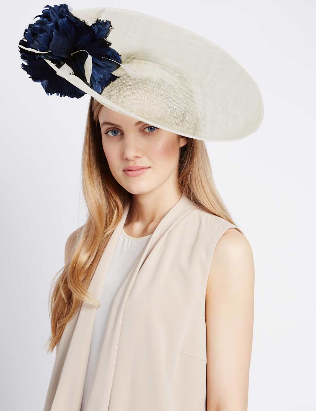Double Floral Straw Fascinator 1 of 2