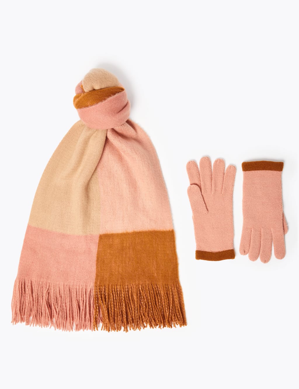 Colour Block Scarf & Gloves Set 2 of 3