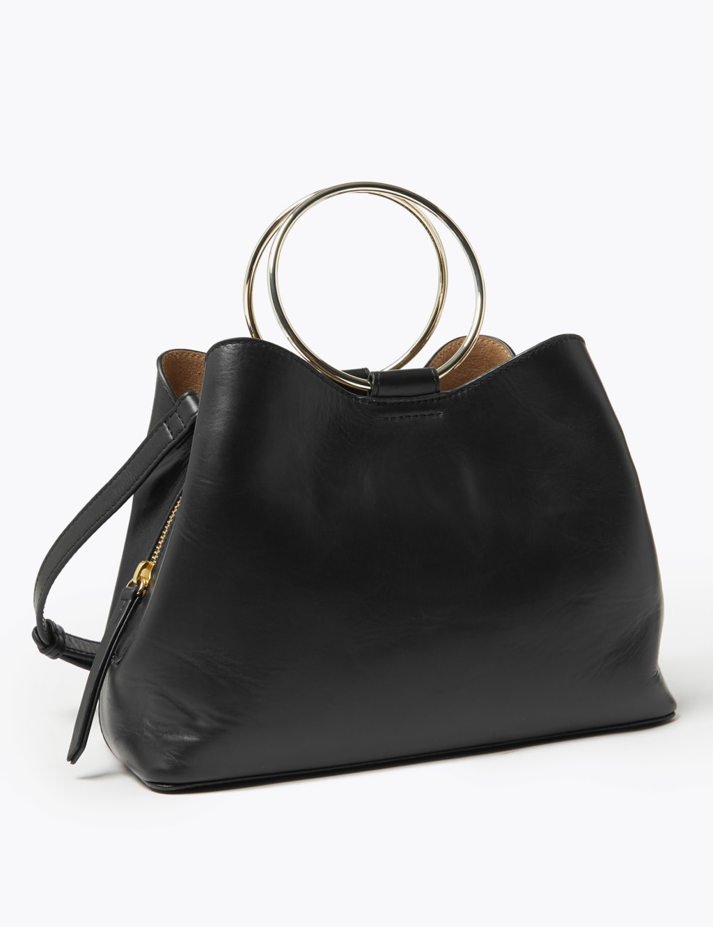 Leather Ring Grab Cross Body Bag M S Collection M S