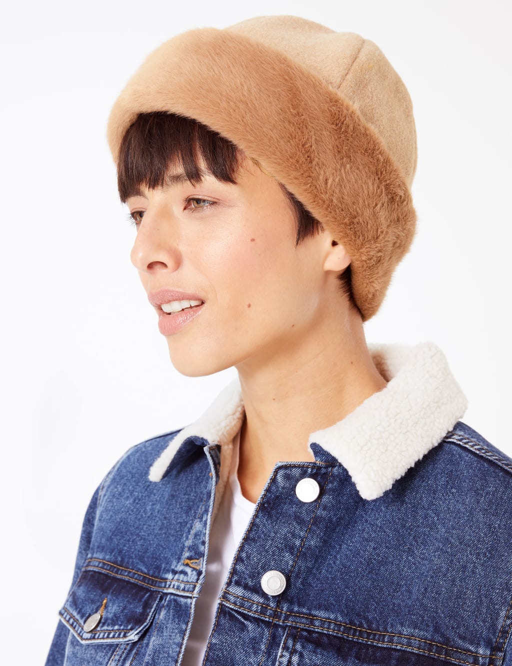 Faux Fur Trim Cossack Hat M S Collection M S