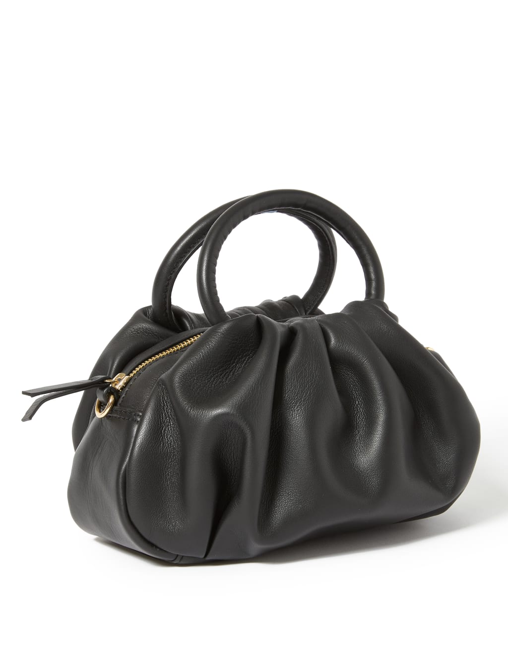 Leather Ruched Grab Cross Body Bag M S Collection M S