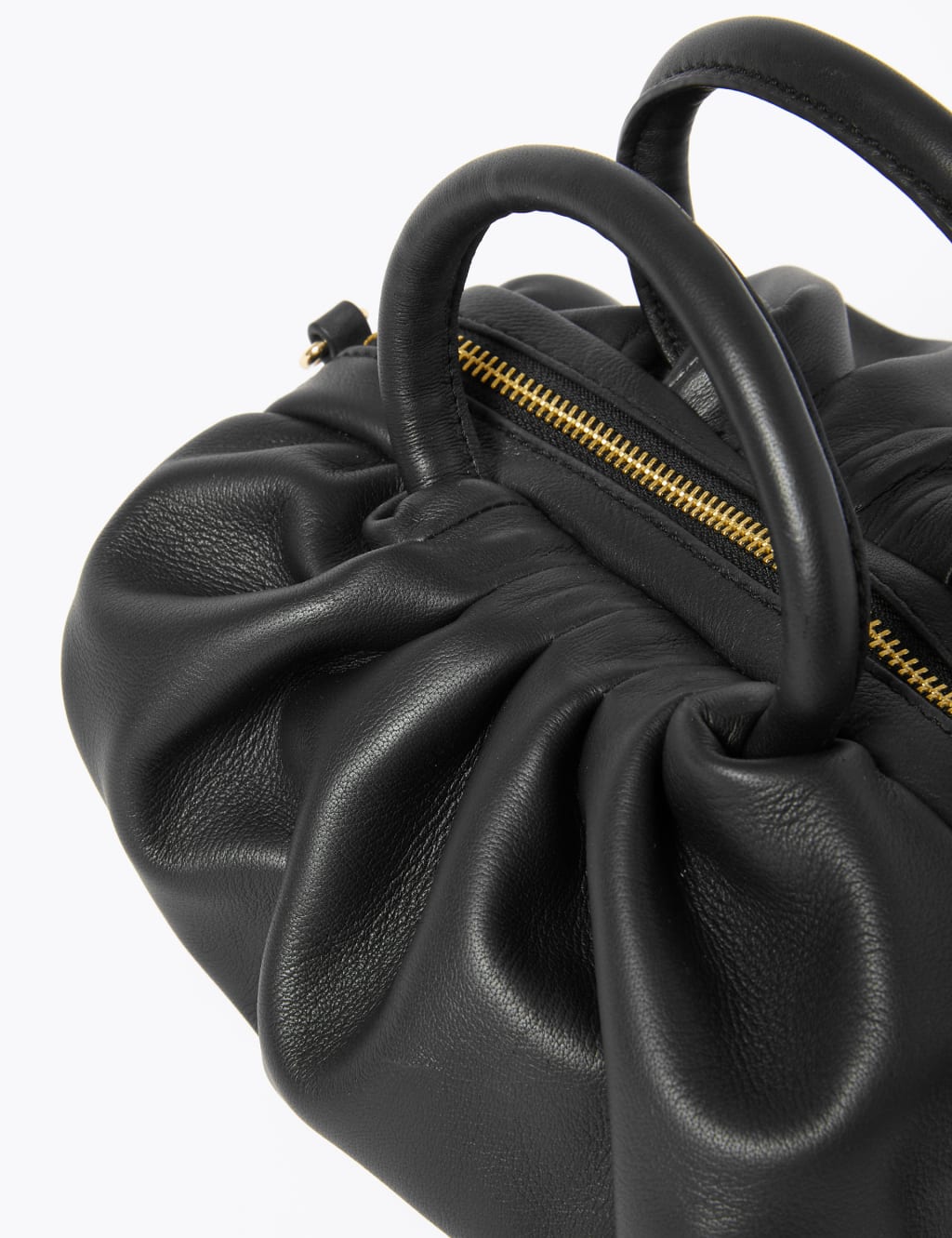 Leather ruched bag outlet