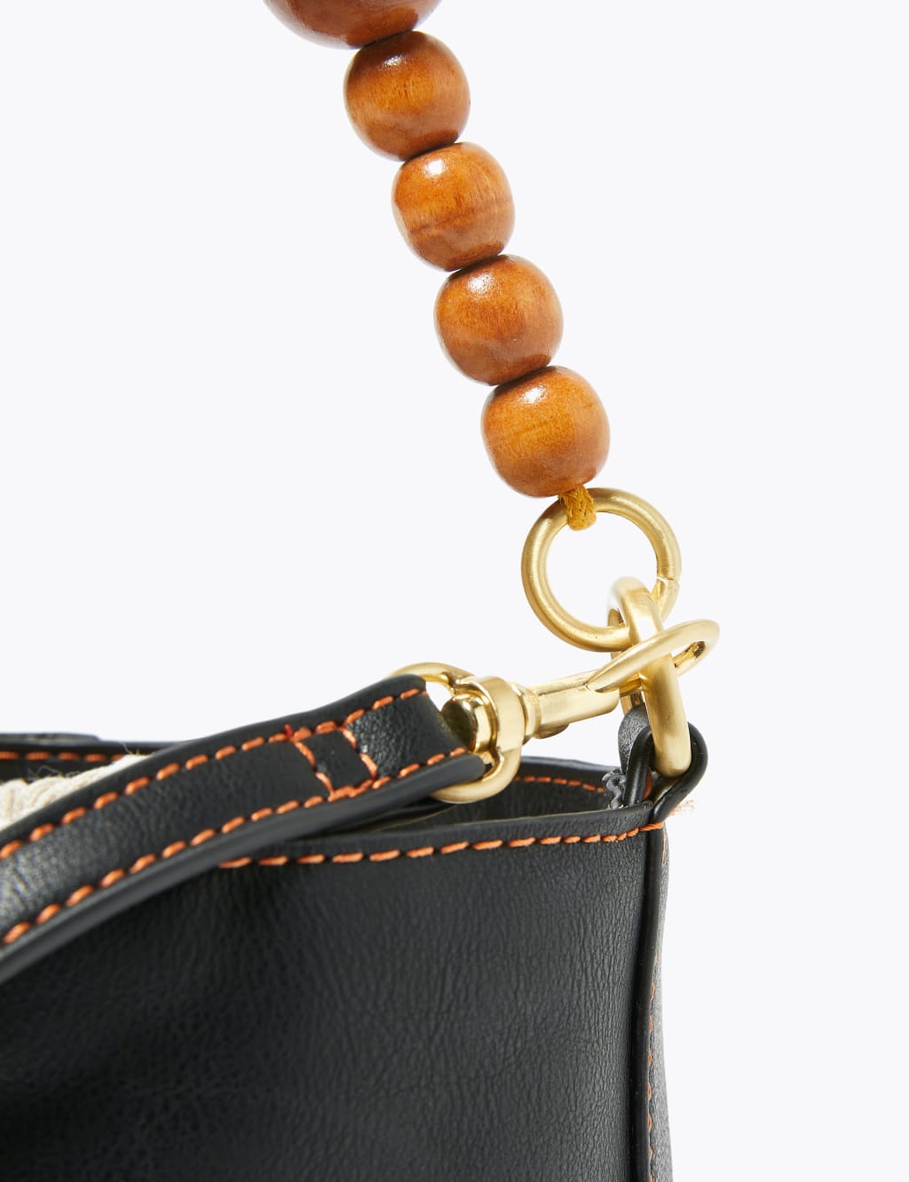 Woven Beaded Handle Bucket Bag M S Collection M S