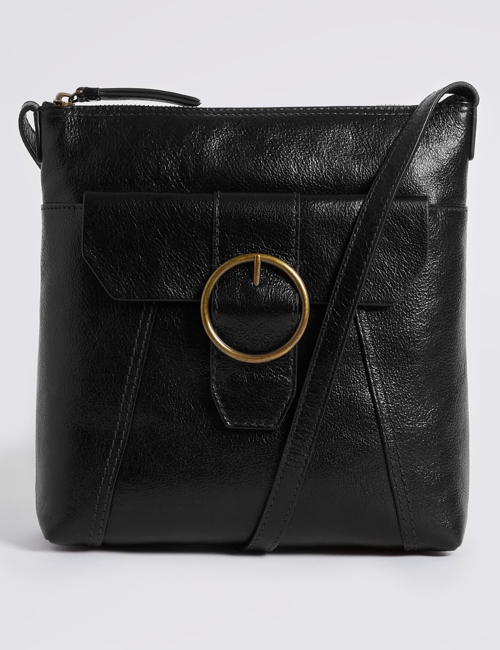 Leather Round Buckle Cross Body Bag M S Collection M S