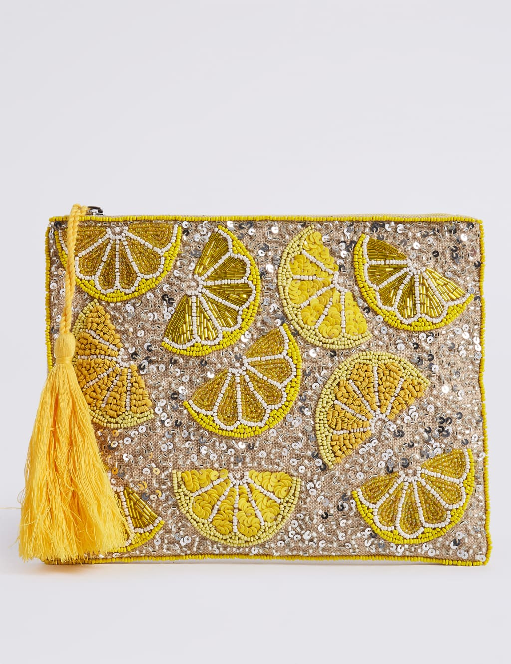 Lemon Embellished Clutch Bag M S Collection M S