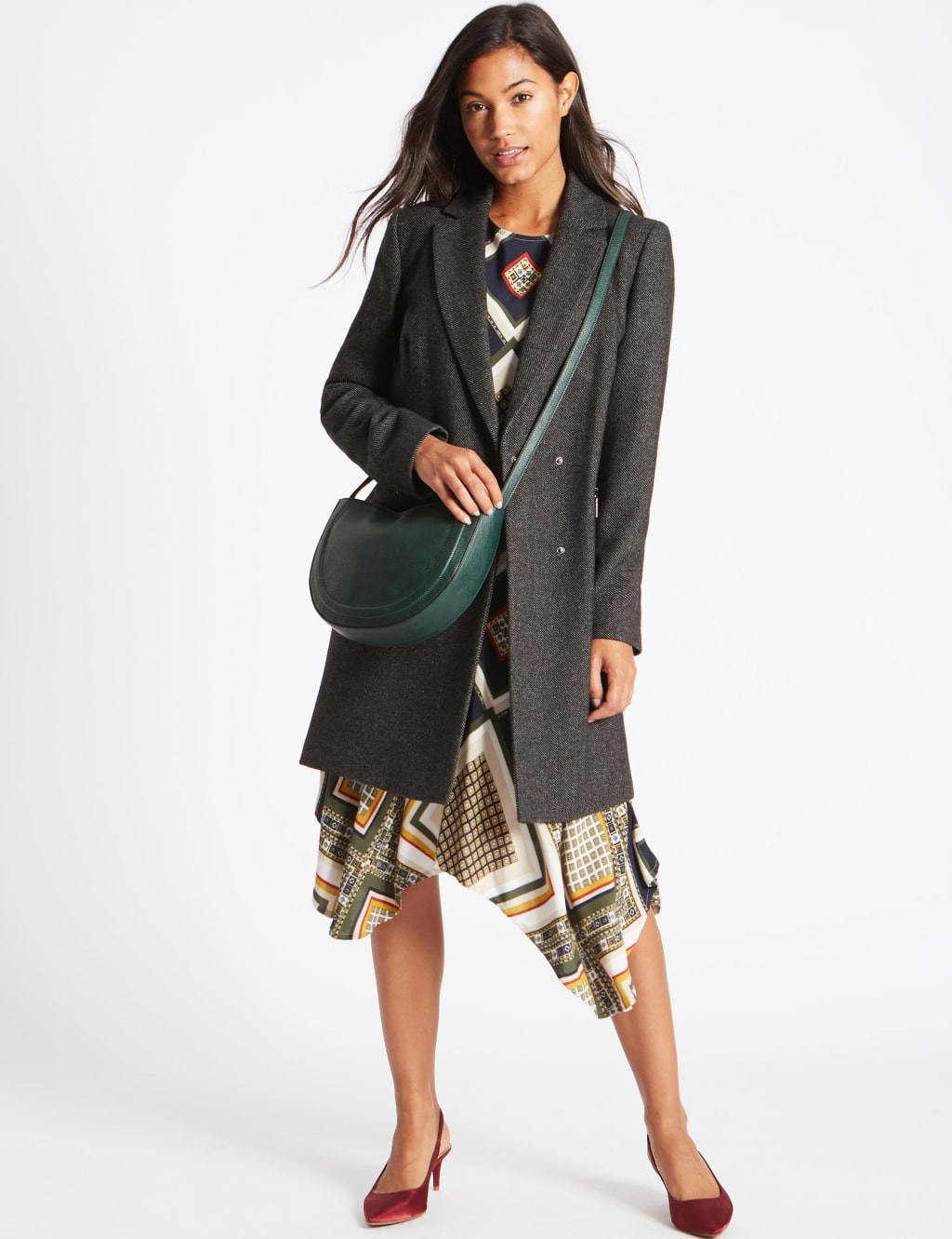 Faux Leather Half Moon Cross Body Bag 1 of 5