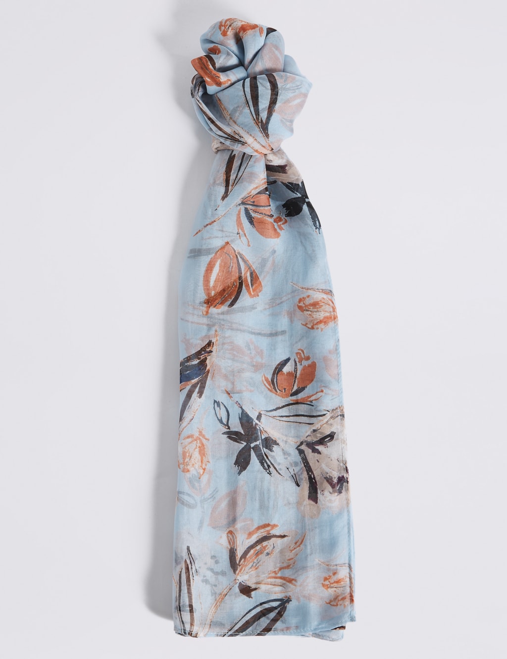 Pure Silk Floral Print Scarf M S Collection M S
