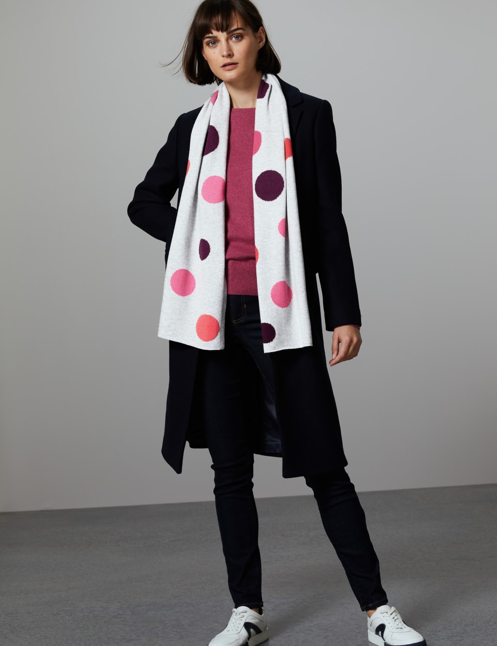 Pure Cashmere Spotted Scarf 1 of 3