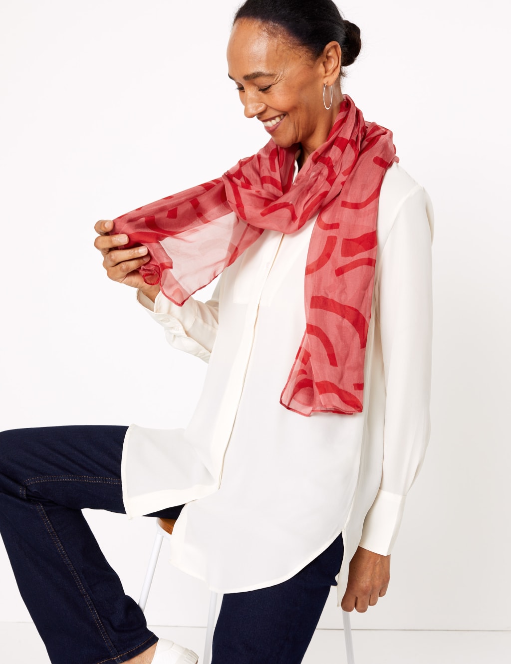 M&s ladies silk scarves on sale