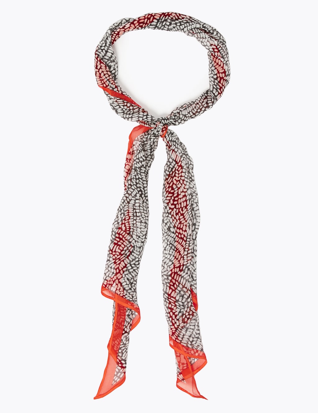 Pure Silk Printed Skinny Scarf 2 of 3
