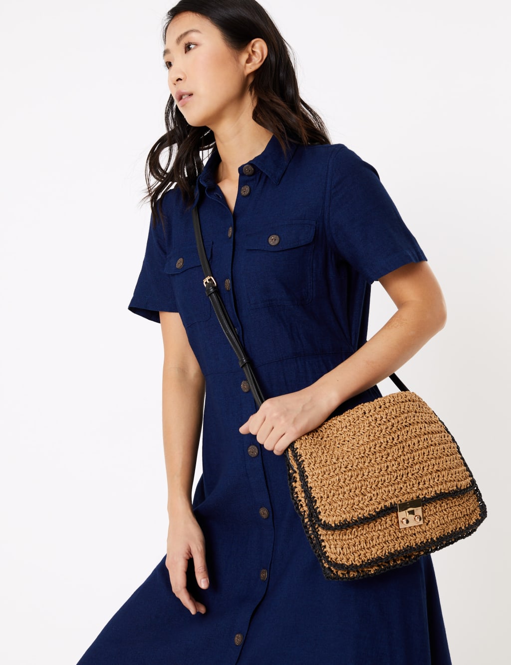 Straw Messenger Bag M S Collection M S