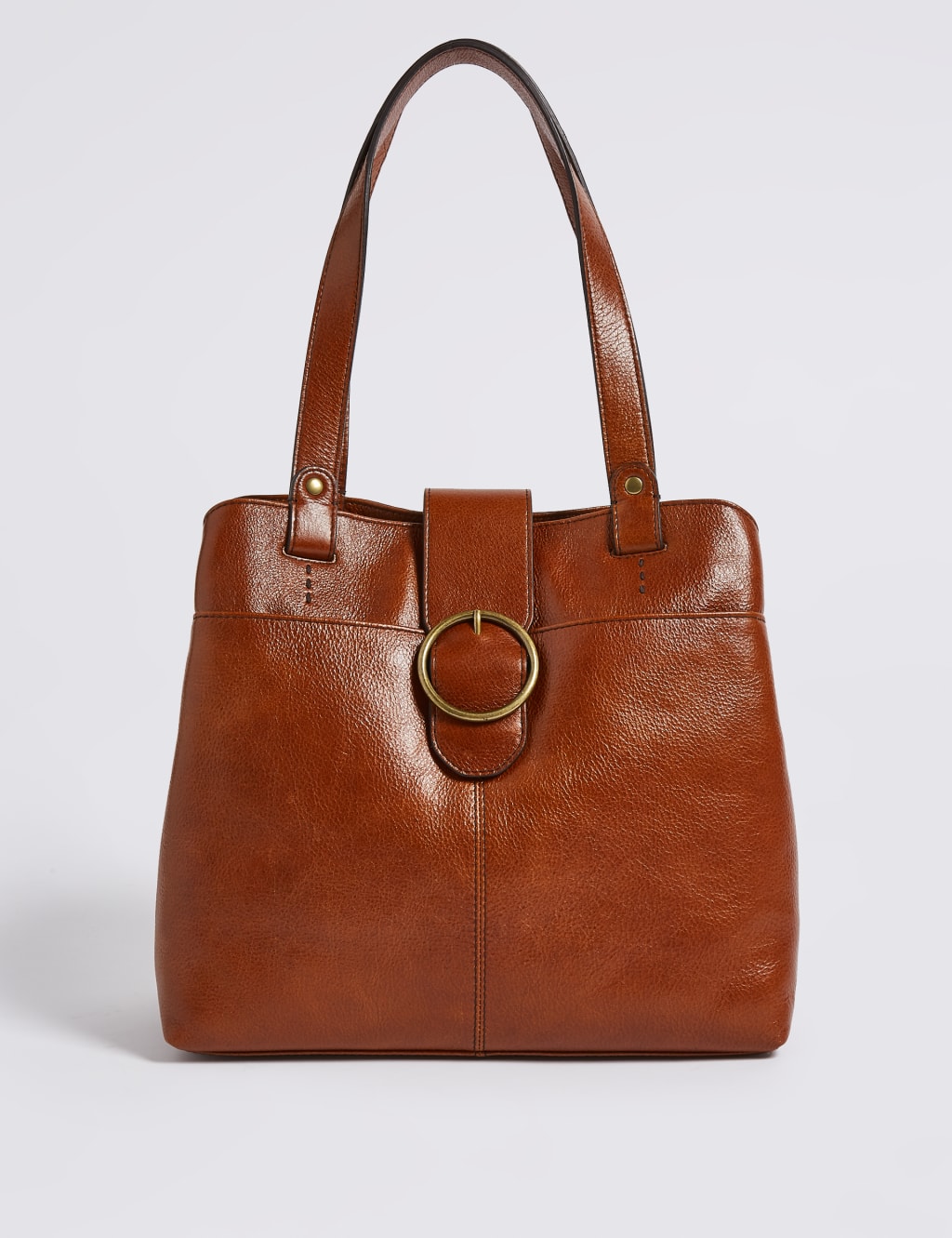 Leather Round Buckle 3 Compartment Tote Bag 2 of 5