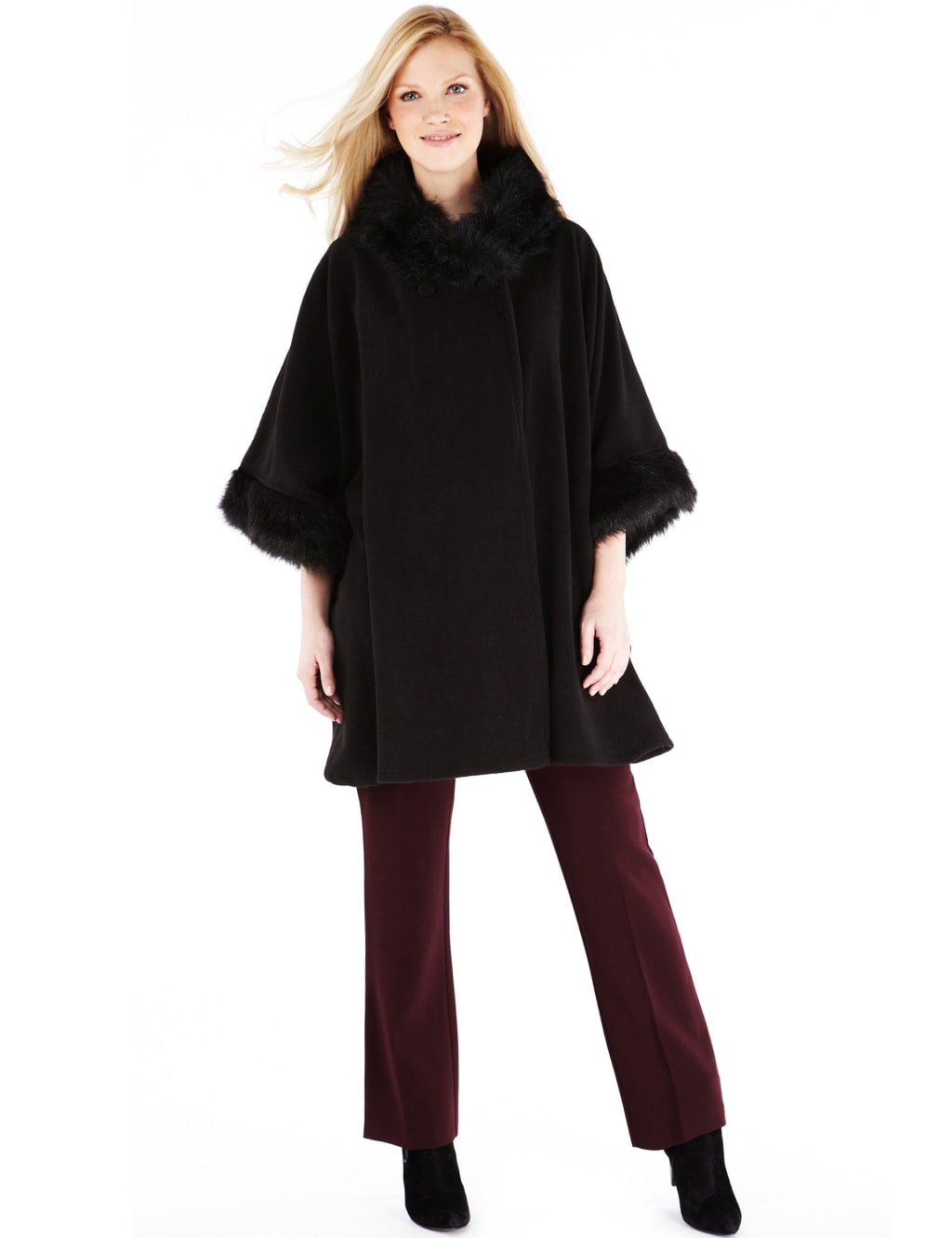 Faux Fur Collar Fleece Wrap 1 of 3