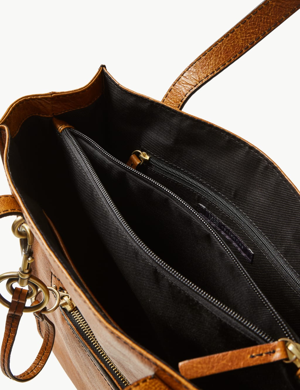 Leather 3 Compartment Tote Bag M S Collection M S