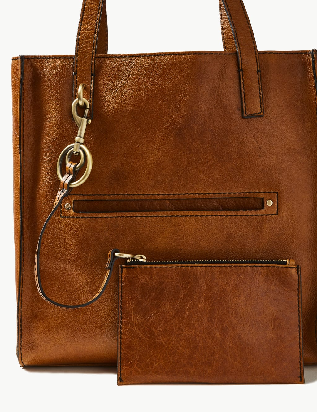 Leather 3 Compartment Tote Bag M S Collection M S