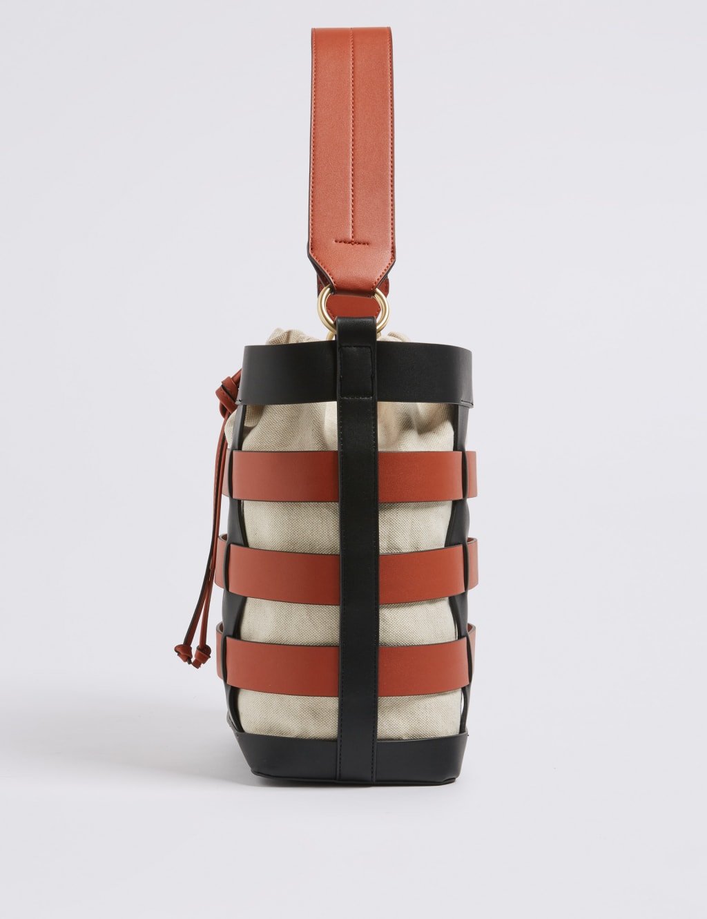 Faux Leather Woven Bucket Bag M S Collection M S
