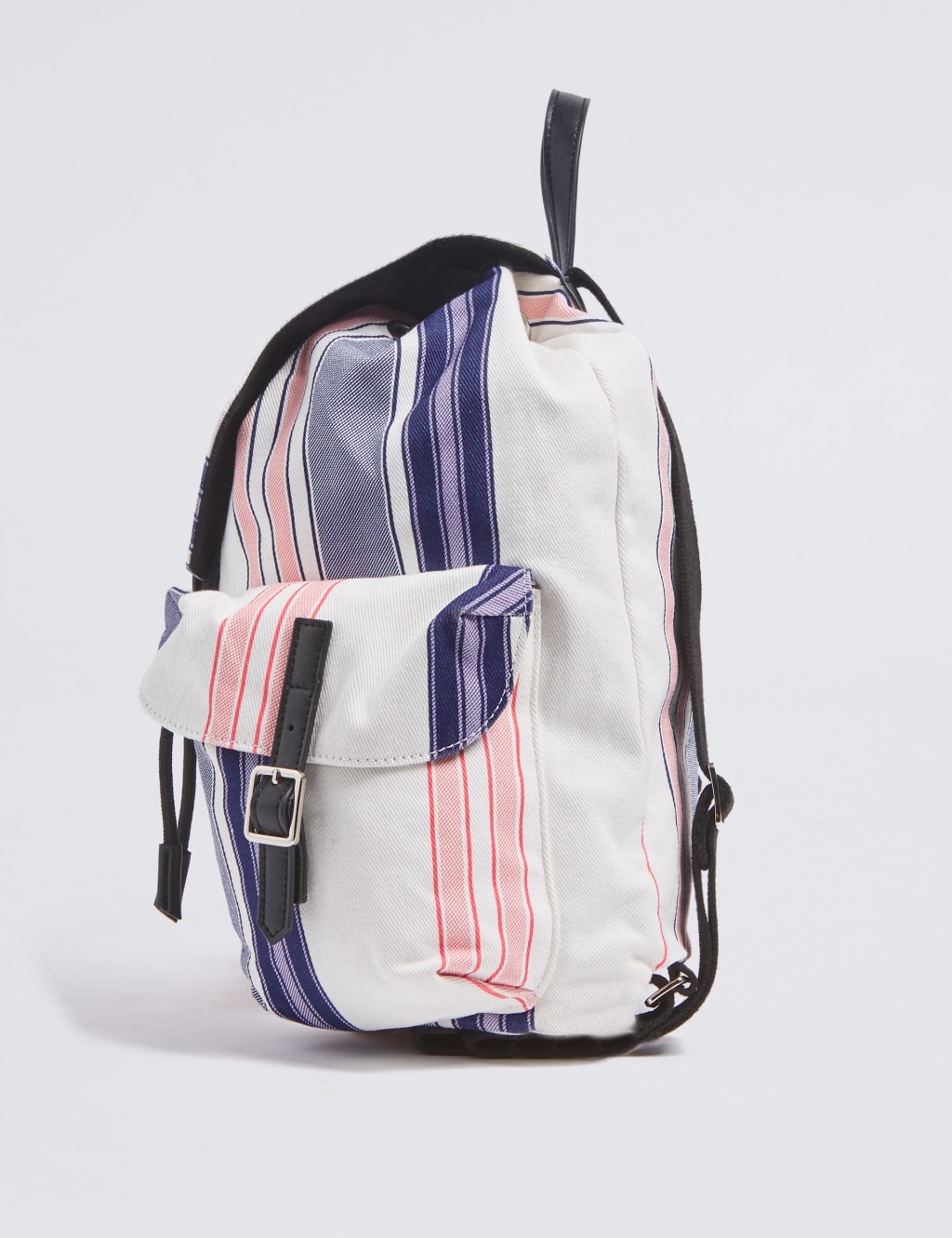 Pure Cotton Striped Backpack Bag M S Collection M S