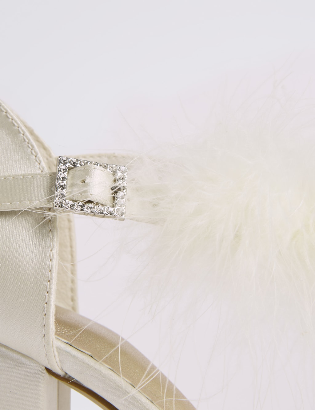 Block Heel Faux Fur Ankle Strap Sandals M S Collection M S