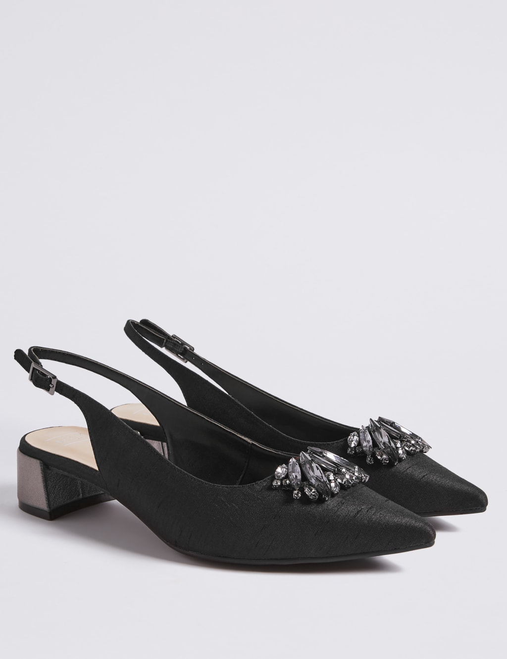 Block Heel Jewel Pointed Toe Court Shoes 3 of 6