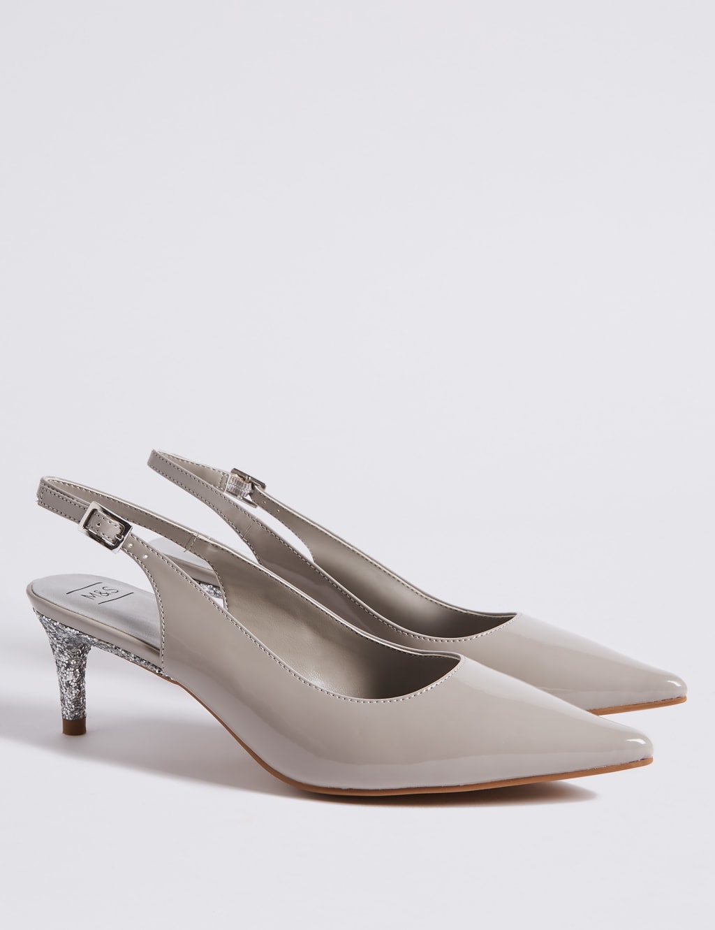 Kitten Heel Buckle Slingback Court Shoes M S Collection M S