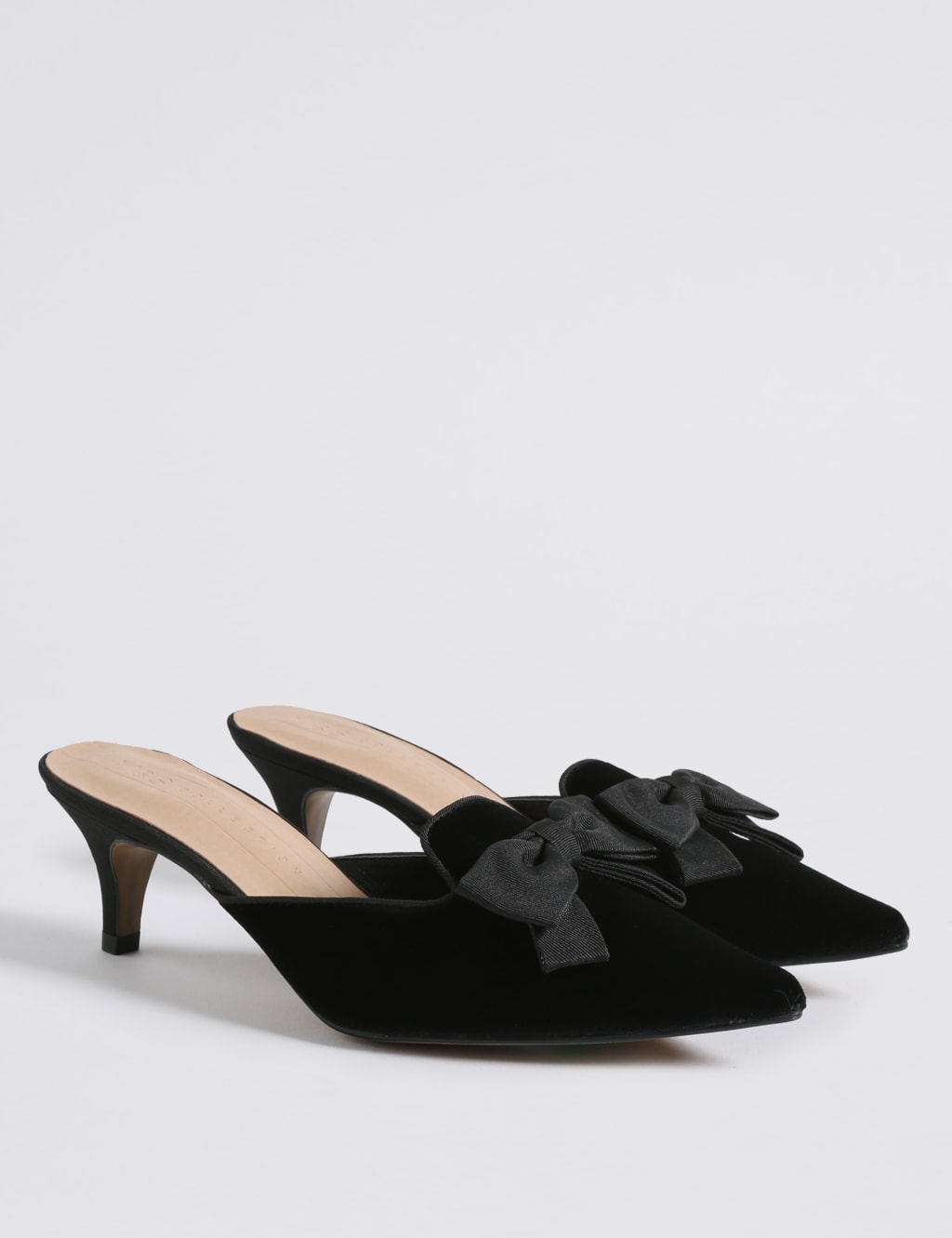 Kitten Heel Bow Mule Shoes M S Collection M S