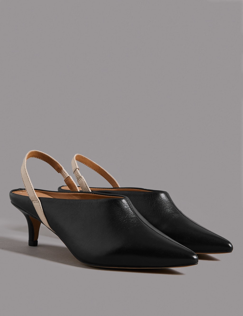 Leather Kitten Heel Slingback Court Shoes 3 of 6