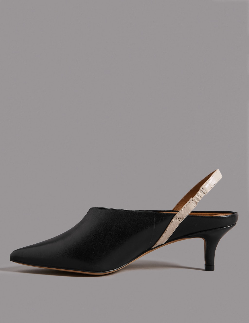 Leather Kitten Heel Slingback Court Shoes 5 of 6