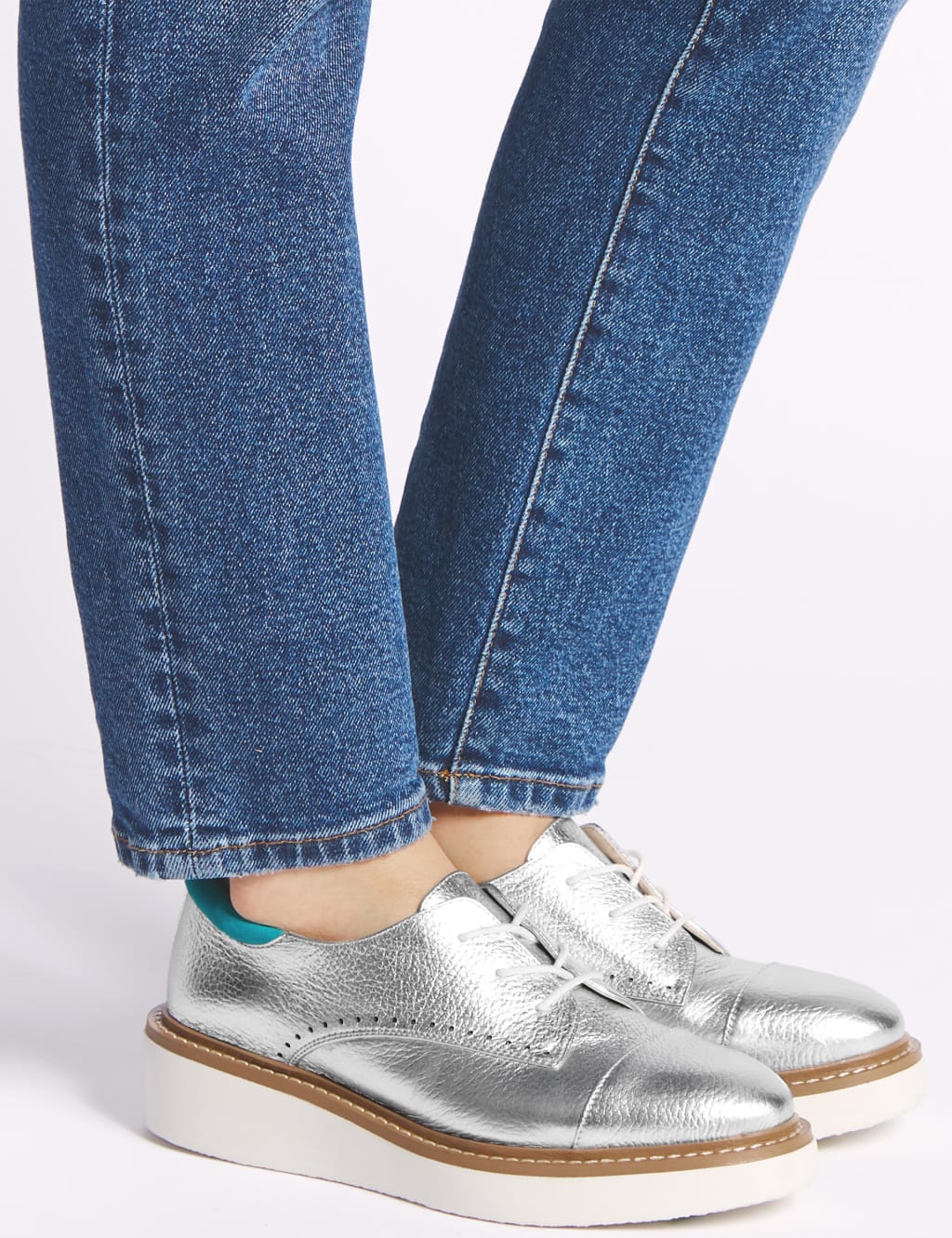 Silver platform brogues hotsell