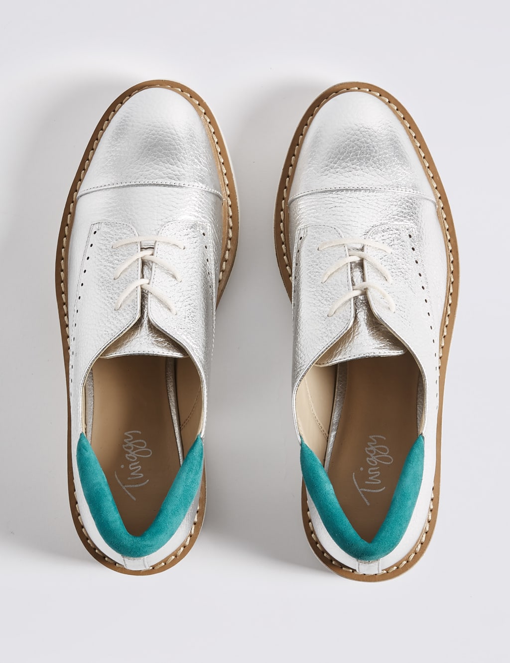 Leather Flatform Brogue Shoes Twiggy M S