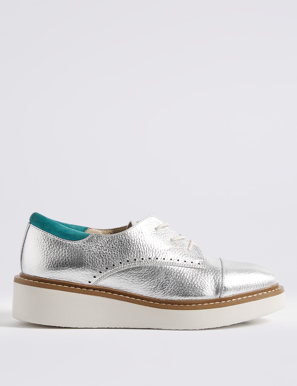 Silver platform brogues best sale