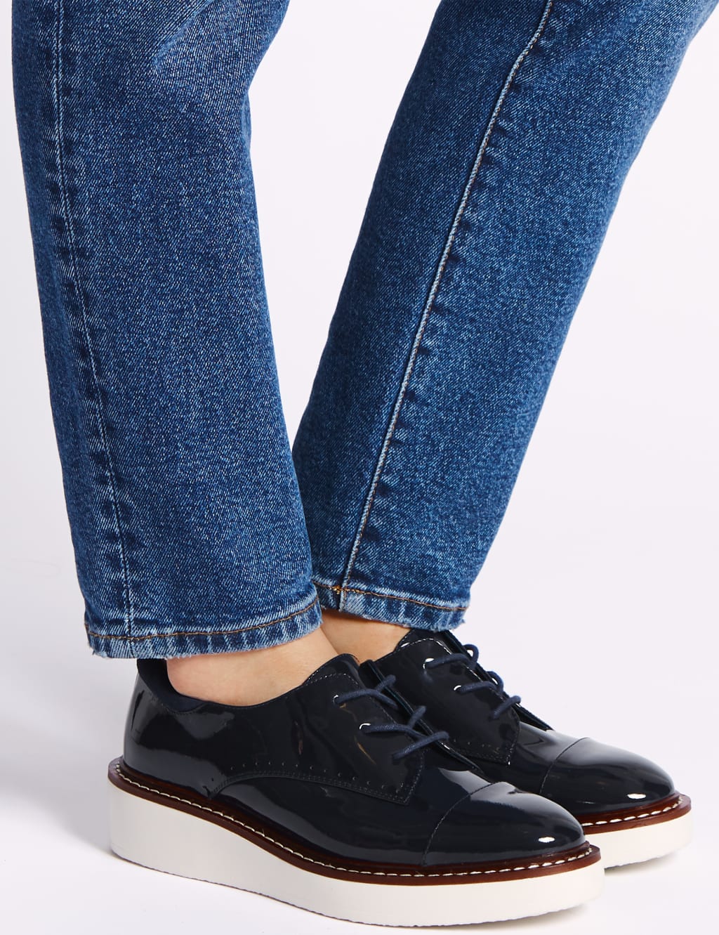 Leather Flatform Brogue Shoes Twiggy M S