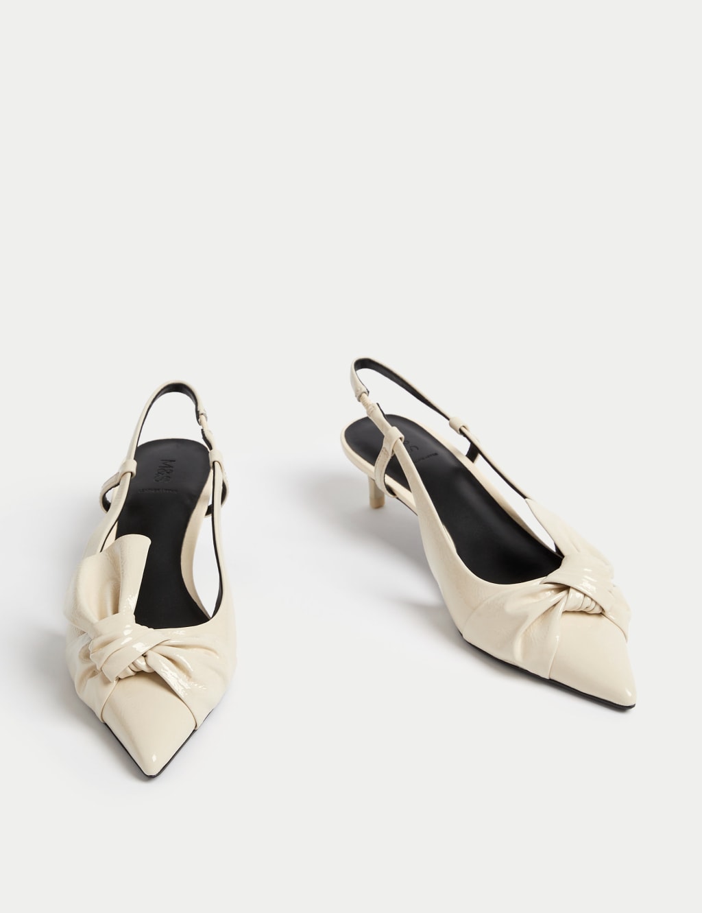 White leather kitten heel pumps deals