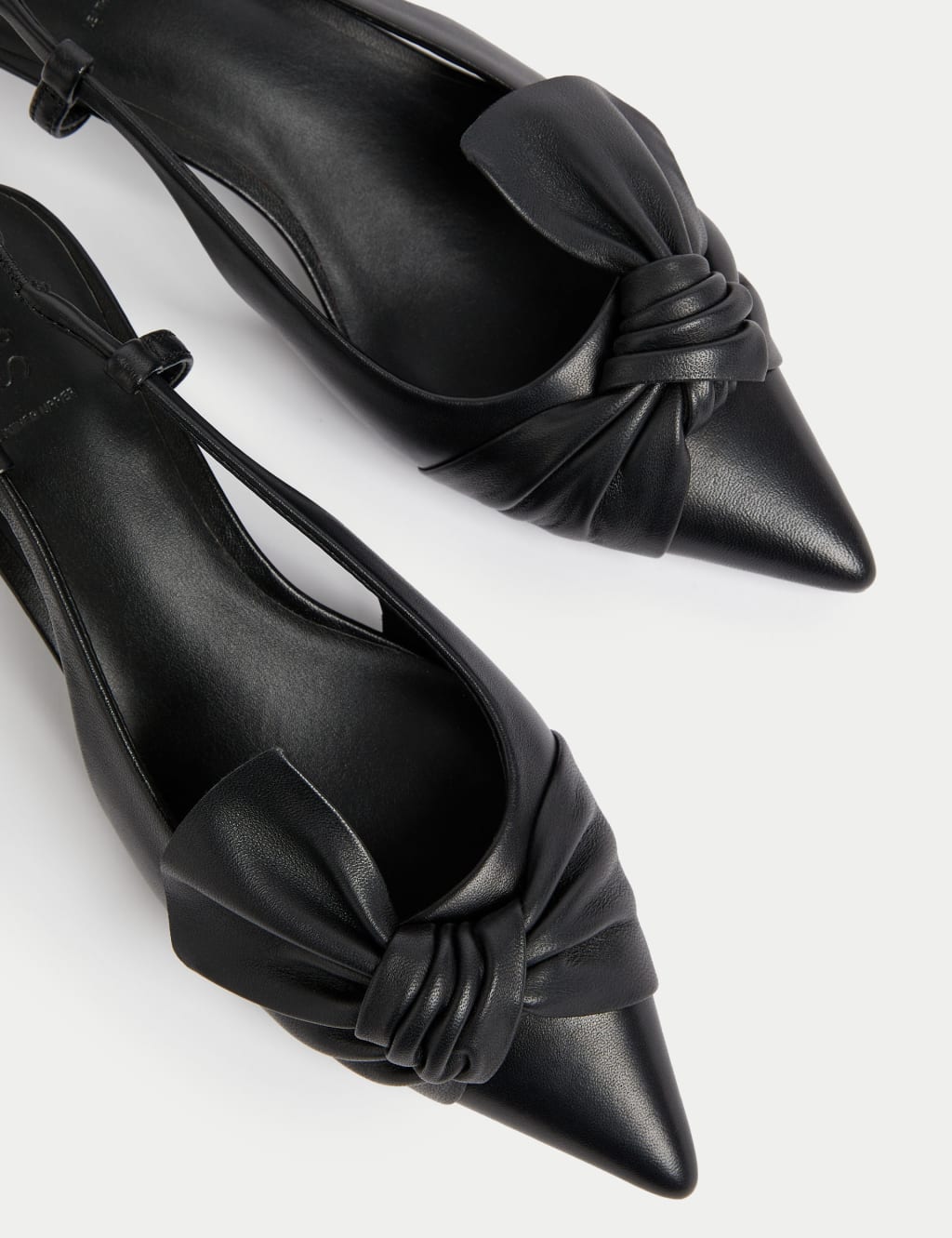 Black leather kitten heel shoes outlet